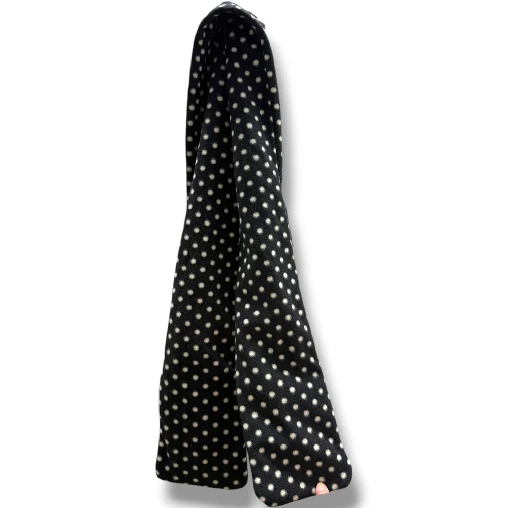 Gap Kids Black White Polka Dot Fleece Pocket Scarf One Size NWT
